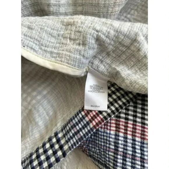 NWT J Jill Barley Relaxed Multi Blue Plaid Cotton Seersucker Boyfriend Blazer M - Picture 14 of 16